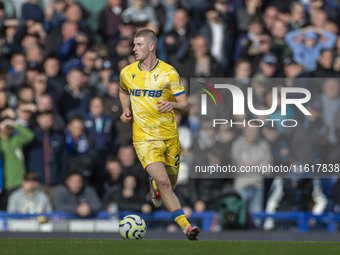 Adam Wharton #20 of Crystal Palace F.C. during the Premier League match between Everton and Crystal Palace at Goodison Park in Liverpool, En...