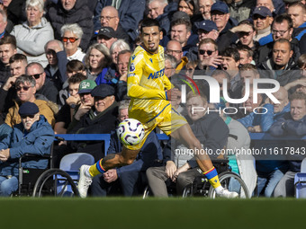 During the Premier League match between Everton and Crystal Palace at Goodison Park in Liverpool, England, on September 28, 2024. (