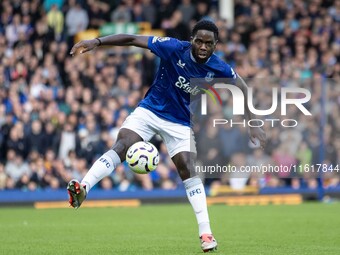 Jefferson Lerma #8 of Crystal Palace F.C. during the Premier League match between Everton and Crystal Palace at Goodison Park in Liverpool,...