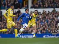 Iliman Ndiaye #10 of Everton F.C. runs for the ball during the Premier League match between Everton and Crystal Palace at Goodison Park in L...