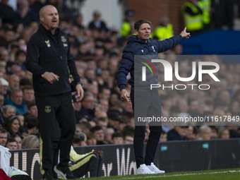 Crystal Palace F.C. manager Oliver Glasner gesticulates during the Premier League match between Everton and Crystal Palace at Goodison Park...