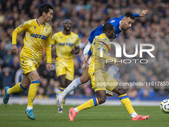 Dwight McNeil #7 of Everton F.C. during the Premier League match between Everton and Crystal Palace at Goodison Park in Liverpool, England,...