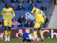 Tyrick Mitchell #3 of Crystal Palace F.C. fouls the opponent during the Premier League match between Everton and Crystal Palace at Goodison...