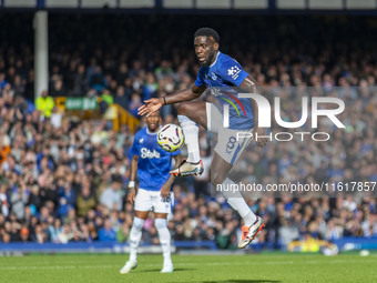 Orel Mangala #8 of Everton F.C. during the Premier League match between Everton and Crystal Palace at Goodison Park in Liverpool, England, o...