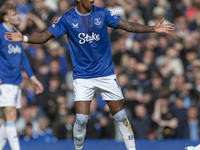 Ashley Young #18 of Everton F.C. gesticulates during the Premier League match between Everton and Crystal Palace at Goodison Park in Liverpo...