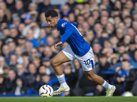 Iliman Ndiaye #10 of Everton F.C. is in action during the Premier League match between Everton and Crystal Palace at Goodison Park in Liverp...