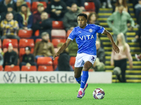 Ibou Touray of Stockport is in action during the Sky Bet League 1 match between Barnsley and Stockport County at Oakwell in Barnsley, Englan...