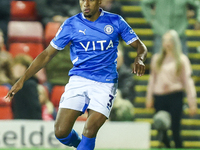 Ibou Touray of Stockport is in action during the Sky Bet League 1 match between Barnsley and Stockport County at Oakwell in Barnsley, Englan...