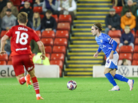 Lewis Bate of Stockport is in action during the Sky Bet League 1 match between Barnsley and Stockport County at Oakwell in Barnsley, England...