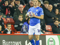 #16, Callum Connolly of Stockport prepares to take a throw-in during the Sky Bet League 1 match between Barnsley and Stockport County at Oak...