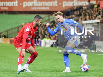 Jack Diamond of Stockport controls the ball during the Sky Bet League 1 match between Barnsley and Stockport County at Oakwell in Barnsley,...