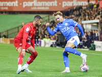 Jack Diamond of Stockport controls the ball during the Sky Bet League 1 match between Barnsley and Stockport County at Oakwell in Barnsley,...