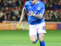 Louie Barry of Stockport races to celebrate his injury-time equalizer during the Sky Bet League 1 match between Barnsley and Stockport Count...