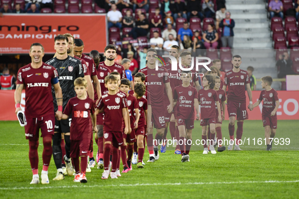 CFR Cluj plays against UTA Arad in the Romanian Superliga at Dr. Constantin Radulescu Stadium in Cluj-Napoca, Romania, on September 28, 2024...