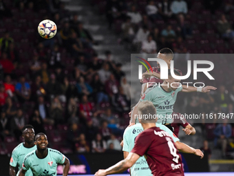 CFR Cluj plays against UTA Arad in the Romanian Superliga at Dr. Constantin Radulescu Stadium in Cluj-Napoca, Romania, on September 28, 2024...