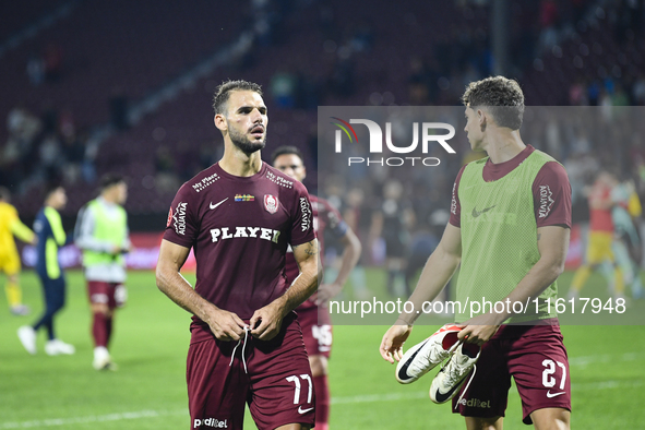 CFR Cluj plays against UTA Arad in the Romanian Superliga at Dr. Constantin Radulescu Stadium in Cluj-Napoca, Romania, on September 28, 2024...