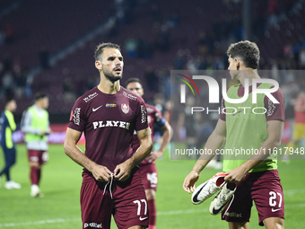 CFR Cluj plays against UTA Arad in the Romanian Superliga at Dr. Constantin Radulescu Stadium in Cluj-Napoca, Romania, on September 28, 2024...