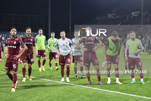 CFR Cluj plays against UTA Arad in the Romanian Superliga at Dr. Constantin Radulescu Stadium in Cluj-Napoca, Romania, on September 28, 2024...