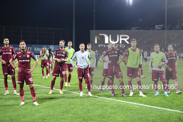 CFR Cluj plays against UTA Arad in the Romanian Superliga at Dr. Constantin Radulescu Stadium in Cluj-Napoca, Romania, on September 28, 2024...