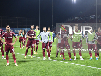 CFR Cluj plays against UTA Arad in the Romanian Superliga at Dr. Constantin Radulescu Stadium in Cluj-Napoca, Romania, on September 28, 2024...