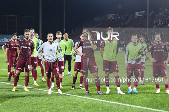 CFR Cluj plays against UTA Arad in the Romanian Superliga at Dr. Constantin Radulescu Stadium in Cluj-Napoca, Romania, on September 28, 2024...