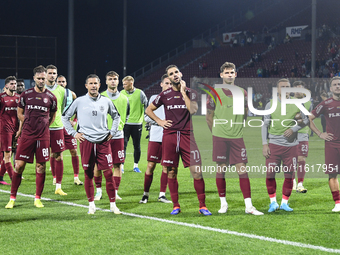 CFR Cluj plays against UTA Arad in the Romanian Superliga at Dr. Constantin Radulescu Stadium in Cluj-Napoca, Romania, on September 28, 2024...