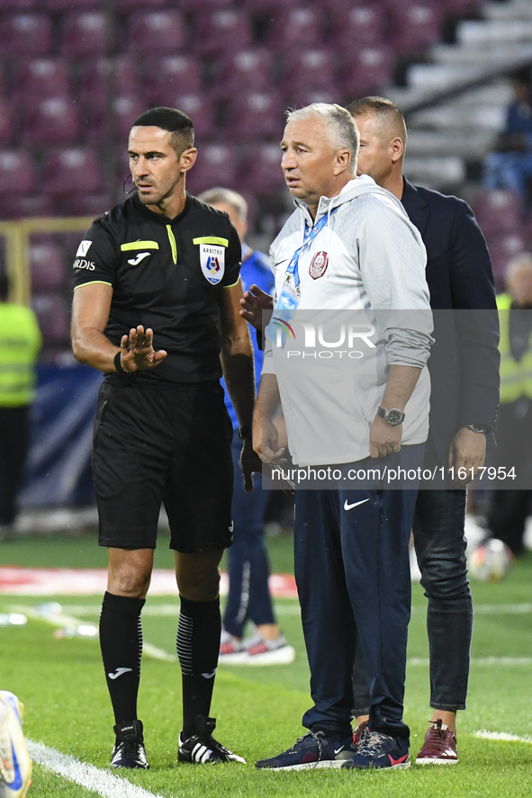 CFR Cluj plays against UTA Arad in the Romanian Superliga at Dr. Constantin Radulescu Stadium in Cluj-Napoca, Romania, on September 28, 2024...