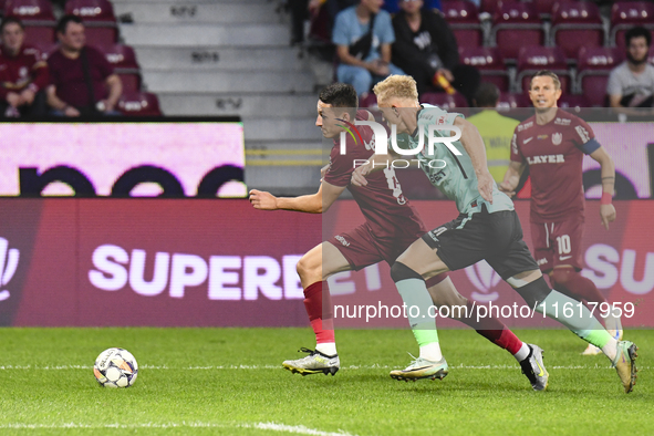 CFR Cluj plays against UTA Arad in the Romanian Superliga at Dr. Constantin Radulescu Stadium in Cluj-Napoca, Romania, on September 28, 2024...