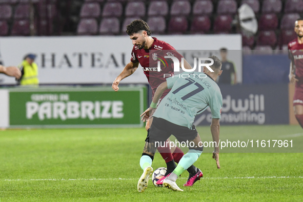 CFR Cluj plays against UTA Arad in the Romanian Superliga at Dr. Constantin Radulescu Stadium in Cluj-Napoca, Romania, on September 28, 2024...