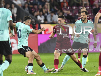 CFR Cluj plays against UTA Arad in the Romanian Superliga at Dr. Constantin Radulescu Stadium in Cluj-Napoca, Romania, on September 28, 2024...