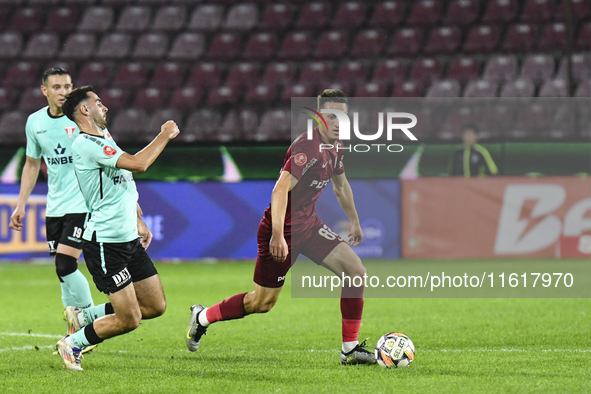 CFR Cluj plays against UTA Arad in the Romanian Superliga at Dr. Constantin Radulescu Stadium in Cluj-Napoca, Romania, on September 28, 2024...