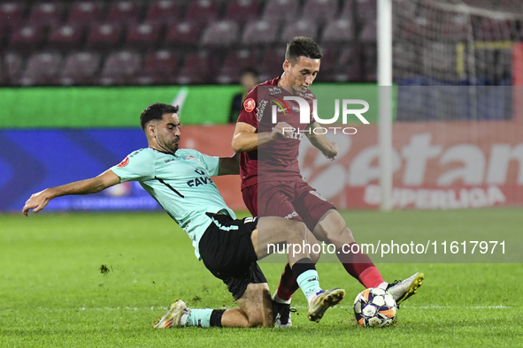 CFR Cluj plays against UTA Arad in the Romanian Superliga at Dr. Constantin Radulescu Stadium in Cluj-Napoca, Romania, on September 28, 2024...