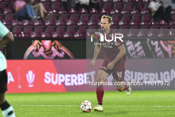 CFR Cluj plays against UTA Arad in the Romanian Superliga at Dr. Constantin Radulescu Stadium in Cluj-Napoca, Romania, on September 28, 2024...