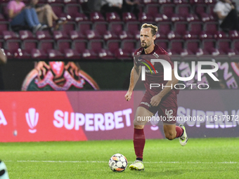 CFR Cluj plays against UTA Arad in the Romanian Superliga at Dr. Constantin Radulescu Stadium in Cluj-Napoca, Romania, on September 28, 2024...