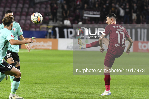 CFR Cluj plays against UTA Arad in the Romanian Superliga at Dr. Constantin Radulescu Stadium in Cluj-Napoca, Romania, on September 28, 2024...