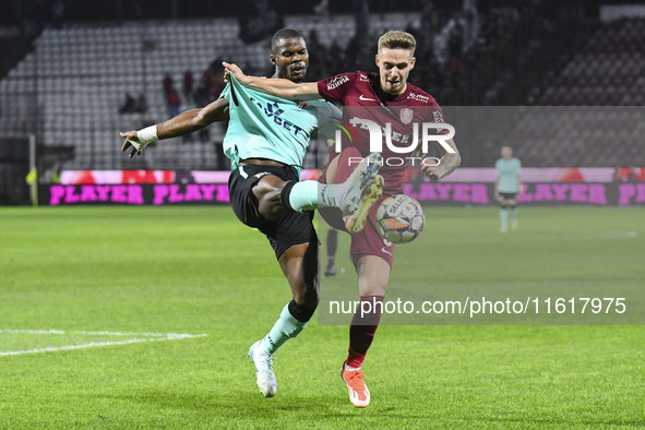 CFR Cluj plays against UTA Arad in the Romanian Superliga at Dr. Constantin Radulescu Stadium in Cluj-Napoca, Romania, on September 28, 2024...