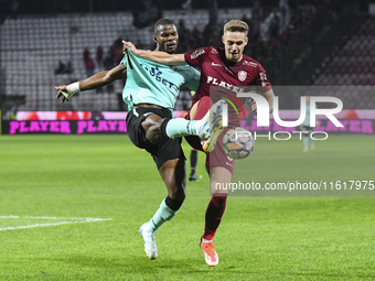 CFR Cluj plays against UTA Arad in the Romanian Superliga at Dr. Constantin Radulescu Stadium in Cluj-Napoca, Romania, on September 28, 2024...