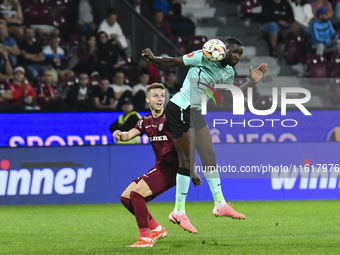 CFR Cluj plays against UTA Arad in the Romanian Superliga at Dr. Constantin Radulescu Stadium in Cluj-Napoca, Romania, on September 28, 2024...