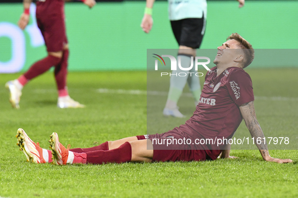 CFR Cluj plays against UTA Arad in the Romanian Superliga at Dr. Constantin Radulescu Stadium in Cluj-Napoca, Romania, on September 28, 2024...