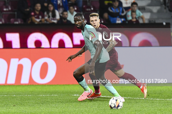 CFR Cluj plays against UTA Arad in the Romanian Superliga at Dr. Constantin Radulescu Stadium in Cluj-Napoca, Romania, on September 28, 2024...