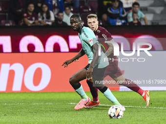 CFR Cluj plays against UTA Arad in the Romanian Superliga at Dr. Constantin Radulescu Stadium in Cluj-Napoca, Romania, on September 28, 2024...