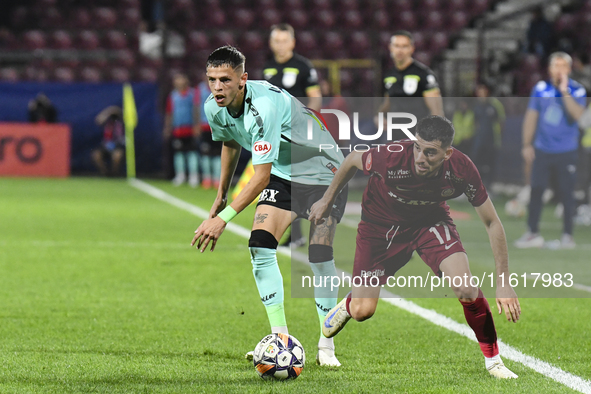 CFR Cluj plays against UTA Arad in the Romanian Superliga at Dr. Constantin Radulescu Stadium in Cluj-Napoca, Romania, on September 28, 2024...