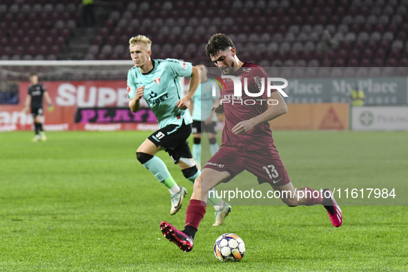 CFR Cluj plays against UTA Arad in the Romanian Superliga at Dr. Constantin Radulescu Stadium in Cluj-Napoca, Romania, on September 28, 2024...