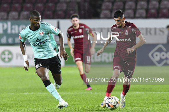 CFR Cluj plays against UTA Arad in the Romanian Superliga at Dr. Constantin Radulescu Stadium in Cluj-Napoca, Romania, on September 28, 2024...