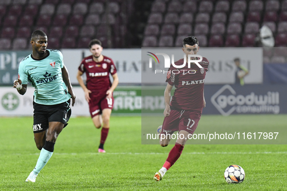 CFR Cluj plays against UTA Arad in the Romanian Superliga at Dr. Constantin Radulescu Stadium in Cluj-Napoca, Romania, on September 28, 2024...