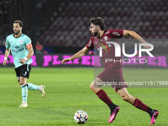 CFR Cluj plays against UTA Arad in the Romanian Superliga at Dr. Constantin Radulescu Stadium in Cluj-Napoca, Romania, on September 28, 2024...