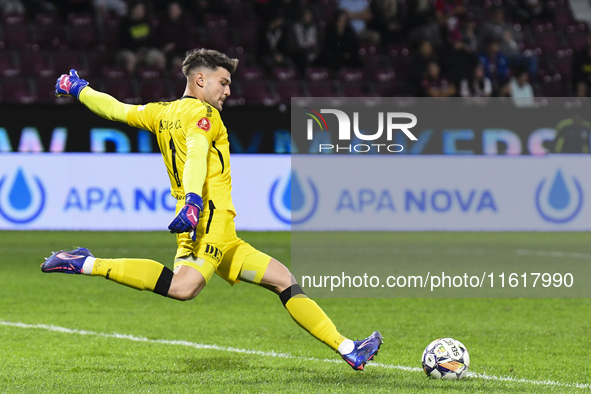 CFR Cluj plays against UTA Arad in the Romanian Superliga at Dr. Constantin Radulescu Stadium in Cluj-Napoca, Romania, on September 28, 2024...