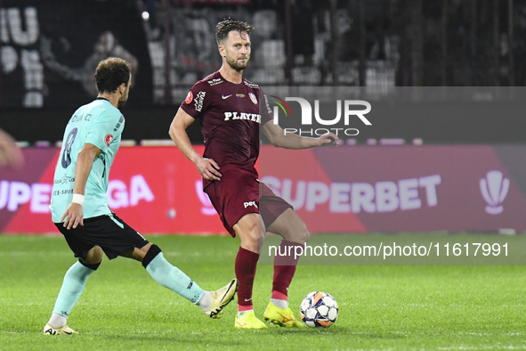 CFR Cluj plays against UTA Arad in the Romanian Superliga at Dr. Constantin Radulescu Stadium in Cluj-Napoca, Romania, on September 28, 2024...