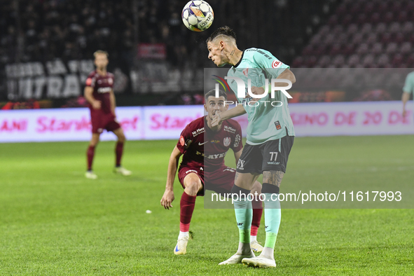 CFR Cluj plays against UTA Arad in the Romanian Superliga at Dr. Constantin Radulescu Stadium in Cluj-Napoca, Romania, on September 28, 2024...