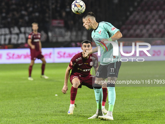 CFR Cluj plays against UTA Arad in the Romanian Superliga at Dr. Constantin Radulescu Stadium in Cluj-Napoca, Romania, on September 28, 2024...